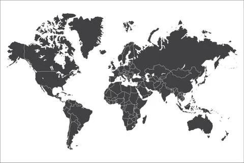 Political world map isolated on white background, vector illustration Stock Illustration