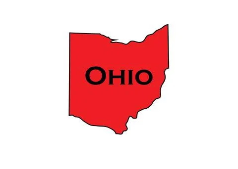 Politically conservative state of Ohio colored red. Stock Illustration
