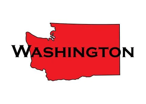 Politically conservative state of Washington colored red. Stock Illustration