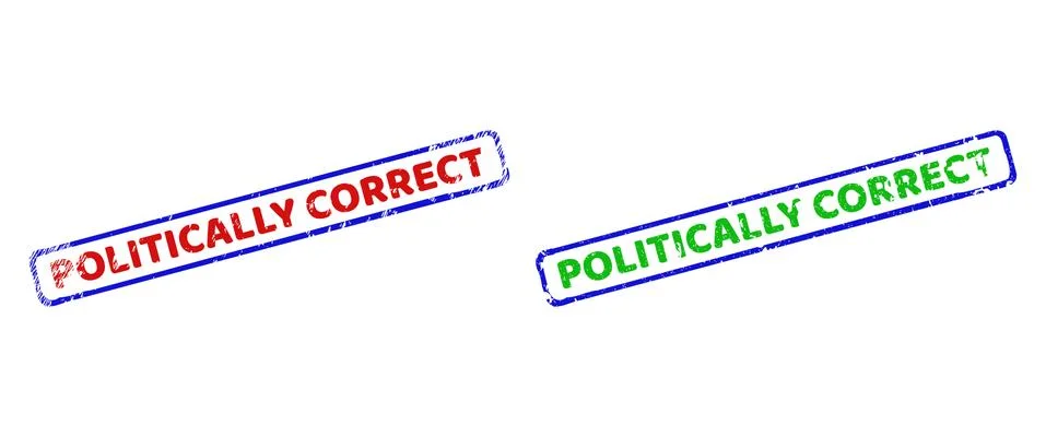 POLITICALLY CORRECT Bicolor Rough Rectangle Watermarks with Distress Surfaces Stock Illustration