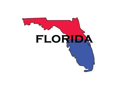 Politically split state of Florida with half red and blue. Stock Illustration