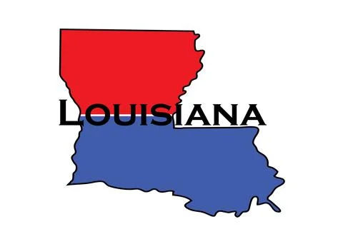 Politically split state of Louisiana with half red and blue. Stock Illustration
