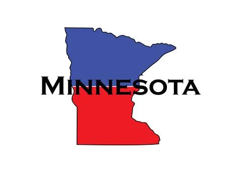 Politically split state of Minnesota with half red and blue. Stock Illustration