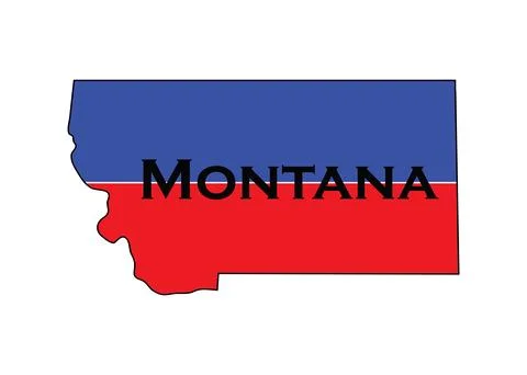 Politically split state of Montana with half red and blue. Stock Illustration