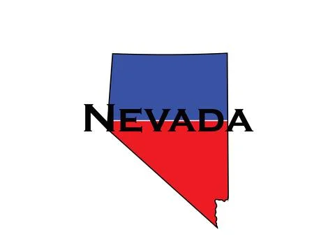 Politically split state of Nevada with half red and blue. Stock Illustration