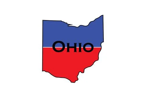 Politically split state of Ohio with half red and blue. Stock Illustration