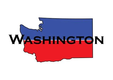 Politically split state of Washington with half red and blue. Stock Illustration