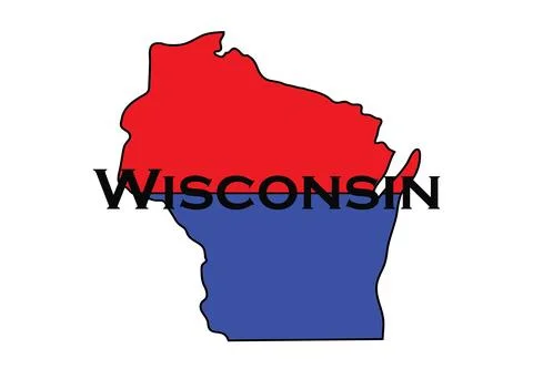 Politically split state of Wisconsin with half red and blue. Stock Illustration