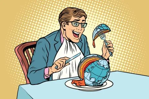 Politician eats the planet Stock Illustration