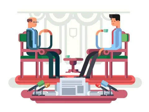 Politician interview flat design Иллюстрация