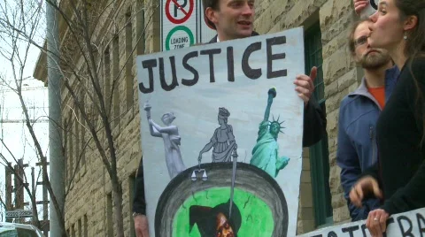 Politics and protest, political protest anti-oil, anti-everything Stock Footage