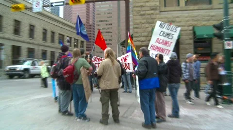 Politics and protest, political protest, small group Stock Footage