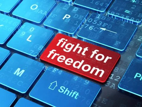 Politics concept: Fight For Freedom on computer keyboard background Stockillustratie