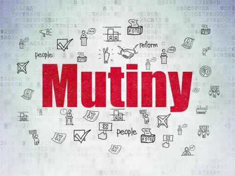 Politics concept: Mutiny on Digital Data Paper background Stock Illustration