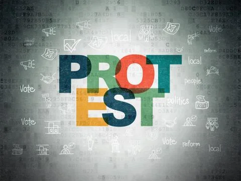 Politics concept: Protest on Digital Data Paper background Stock Illustration