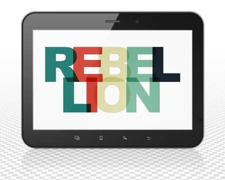 Politics concept: Tablet Pc Computer with Rebellion on  displa Stock Illustration