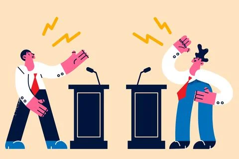 Politics debates and public fighting concept Stock Illustration