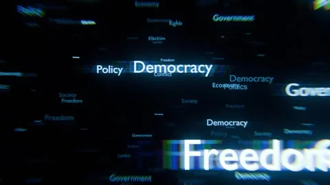 Politics &amp; Global Issues text animation on modern background Stock Footage 315177409