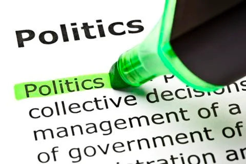 'politics' highlighted in green Stock Photos