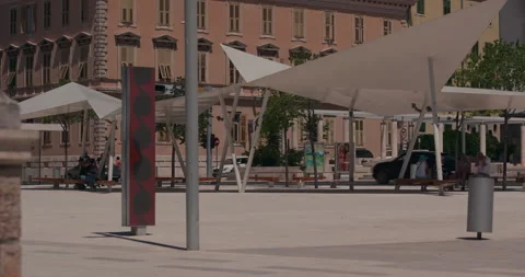 Poljana Square With Shade Structures in Sibenik Video stock 336928277