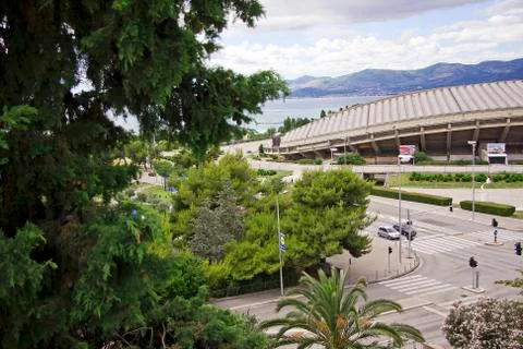 Poljud Stadium of Hajduk Split view from across the street Stock Photos