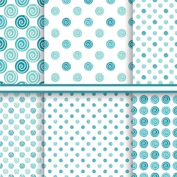Polka dot abstract vector seamless patterns set Stock Illustration