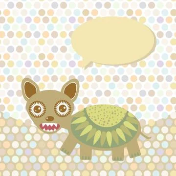 Polka dot background, pattern. Funny cute monster on dot background. Vector 스톡 일러스트