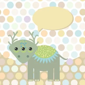 Polka dot background, pattern. Funny cute monster dinosaur on dot background. Stock Illustration