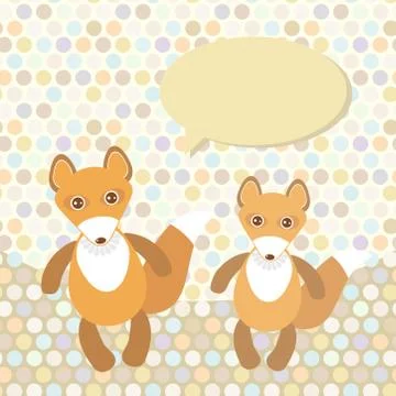 Polka dot background, pattern. Funny cute fox on dot background. Vector Stock Illustration