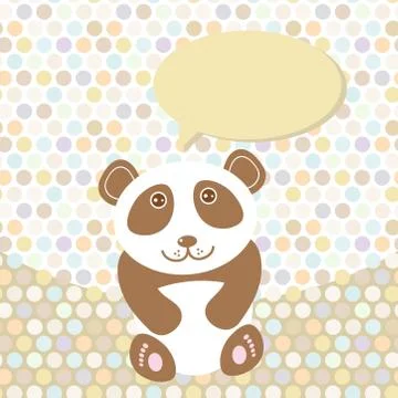 Polka dot background, pattern. Funny cute panda on dot background. Vector Stock Illustration