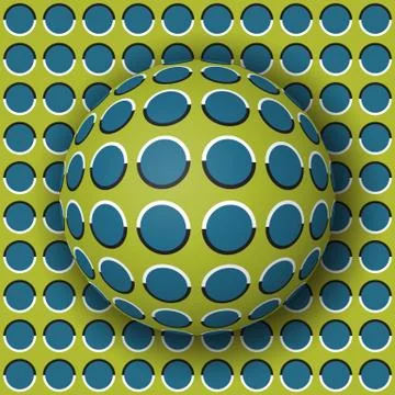 Polka dot ball rolling along the polka dot surface. Optical illusion Stock Illustration
