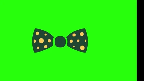 Polka dot bow tie graphic animation rotating against a solid bright green 스톡 동영상 346040718