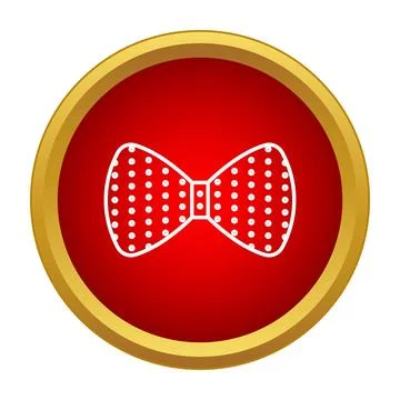 Polka dot bow tie graphic icon in red circle Stock Illustration