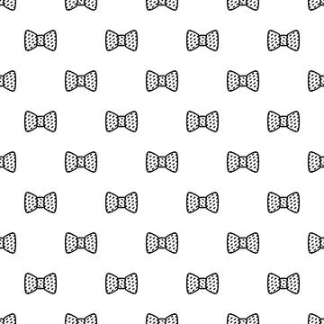 Polka dot bow tie pattern on white background Stock Illustration