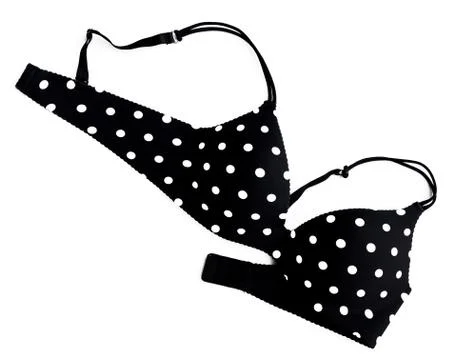 Polka dot bra isolate on white background. Stock Photos