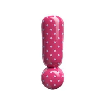 Polka dot exclamation point - 3d pink retro symbol - Suitable for Fashion,... Stock Photos