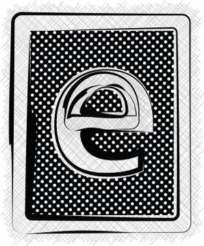 Polka dot font letter e Stock Illustration