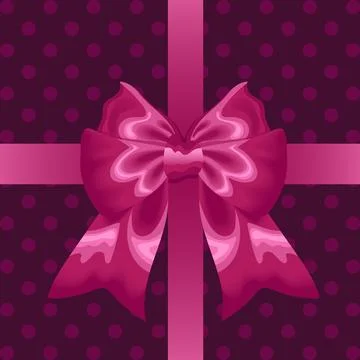 Polka dot gift box with pink satin bow Stock Illustration