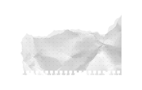 Polka dot grid torn note paper realistic vector piece. White crumpled newspaper Stock Illustration