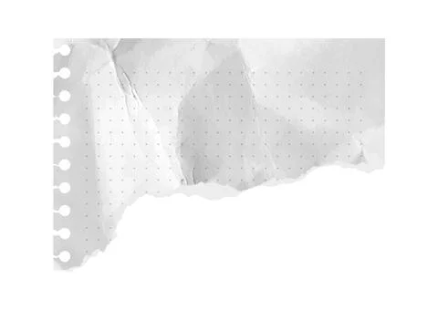 Polka dot grid torn note paper vector piece. White crumpled notebook newspaper Stock Illustration