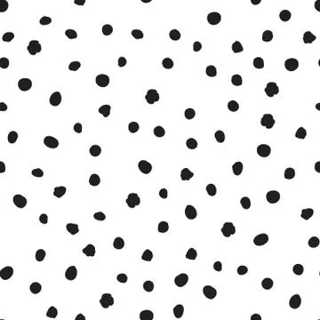 Polka dot hand drawn seamless background. Polkadot snowflakr black irregular Illustrazione stock