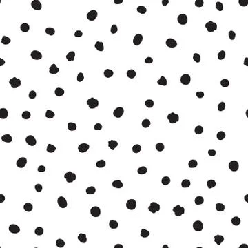 Polka dot hand drawn seamless background. Polkadot snowflakr black irregular Illustrazione stock