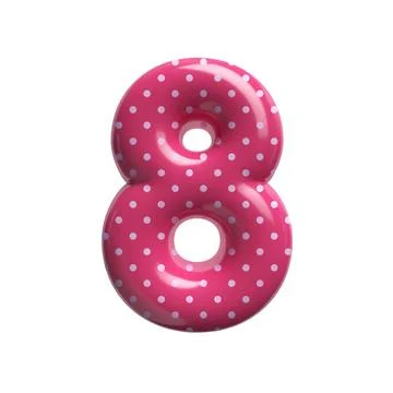 Polka dot number 8 - 3d pink retro digit - Suitable for Fashion, retro des... Stock Photos