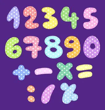 Polka dot numbers with stitches Stock Illustration