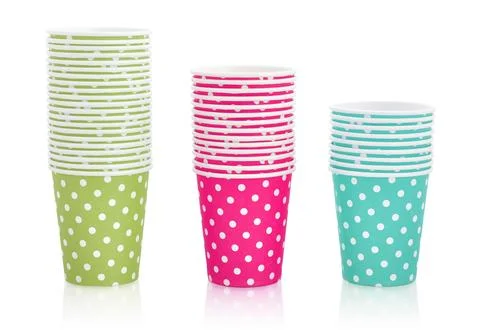 Polka dot paper cups Stock Photos