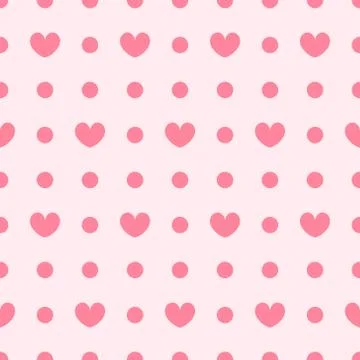 Polka dot pattern with hearts. Seamless vector background イラスト素材