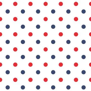 Polka Dot pattern, red and blue dots on white background, seamless texture Stock Illustration