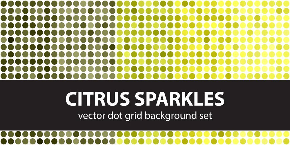 Polka dot pattern set Citrus Sparkles. Vector seamless geometric dot backgrou Stock Illustration