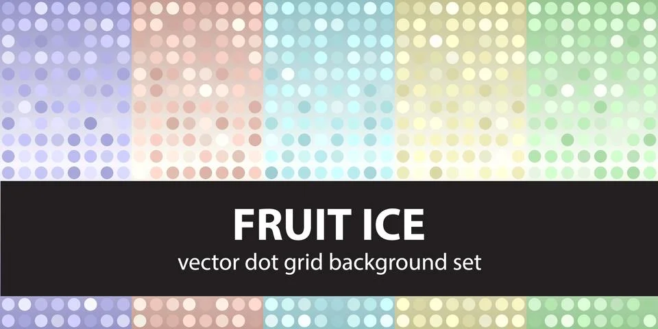 Polka dot pattern set "Fruit Ice". Vector seamless geometric dot backgrounds Illustrazione stock