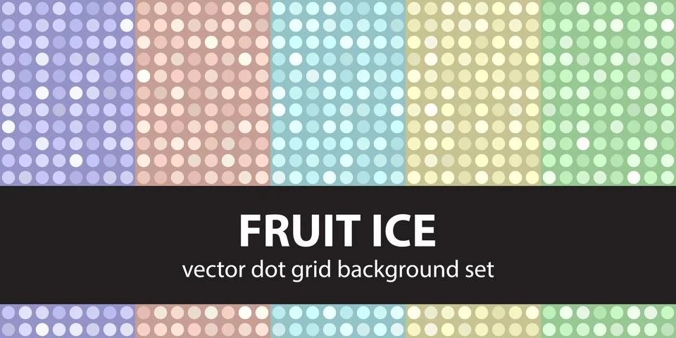 Polka dot pattern set Fruit Ice. Vector seamless geometric backgrounds Stock Illustration